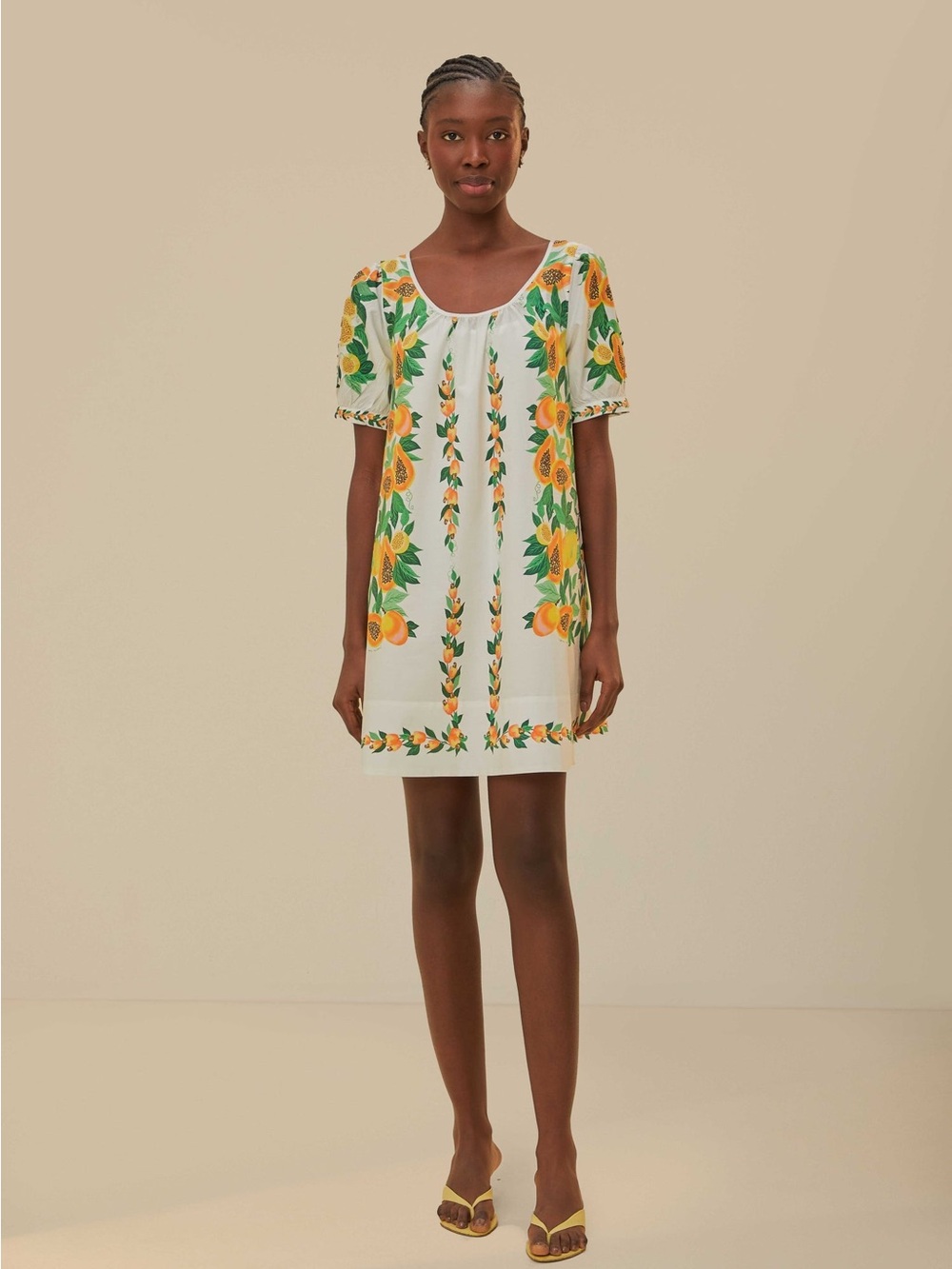FARM Rio White 100% Cotton Dress w Tropical Fruit Print, NWT Recent Collection! - Picture 1 of 10
